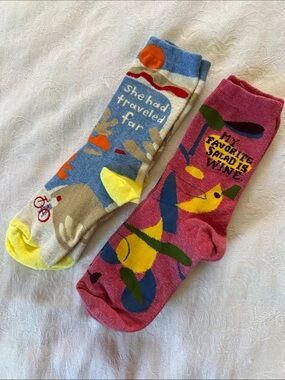 Blue Q Novelty Crew Socks  Bird Wine and Travel Designs